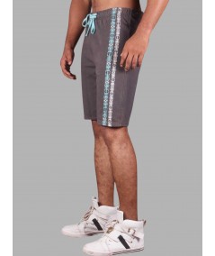 Grey Printed Fleece Shorts for Men – Casual Comfort Wear by Boer and Fitch