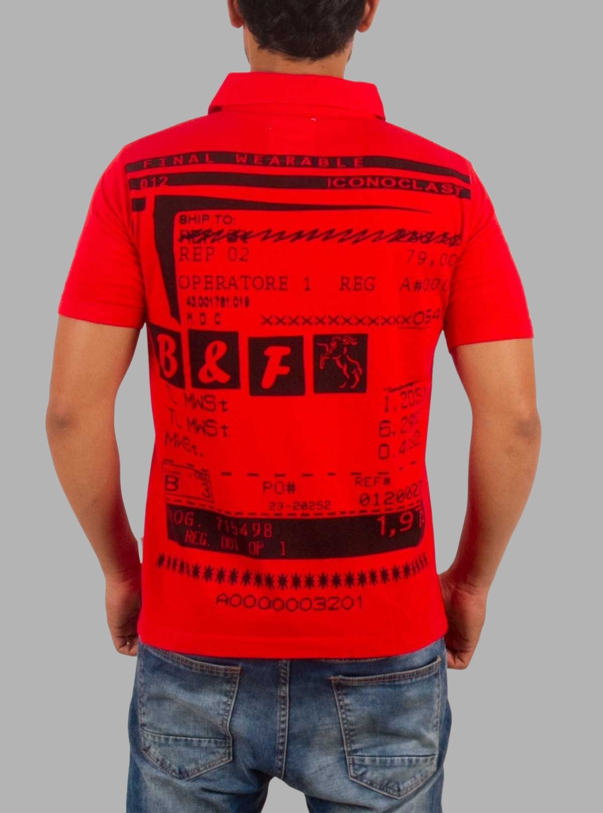 Printed Red Self Collar Polo T-Shirt for Men – Stylish Polo by Boer and Fitch