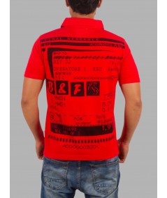 Printed Red Self Collar Polo T-Shirt for Men – Stylish Polo by Boer and Fitch
