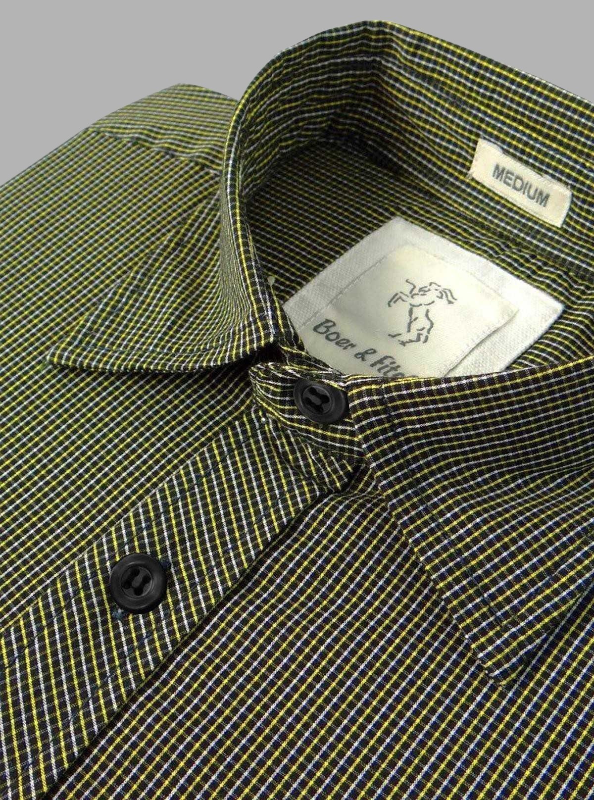 Yellow Checked Slim Fit Full Sleeve Shirt for Men – Casual & Smart by Boer and Fitch