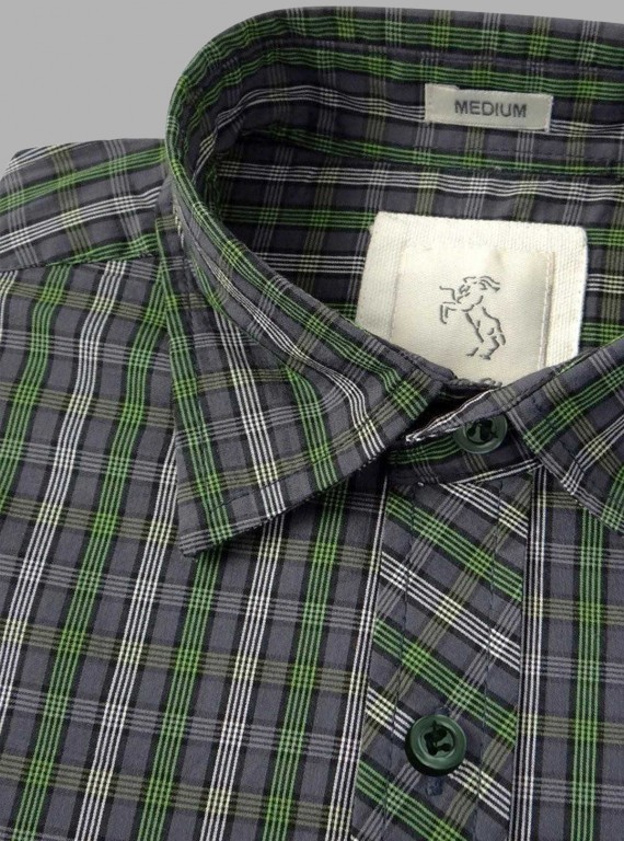 Soft Green Checked Slim Fit Full Sleeve Shirt for Men – Casual & Smart by Boer and Fitch