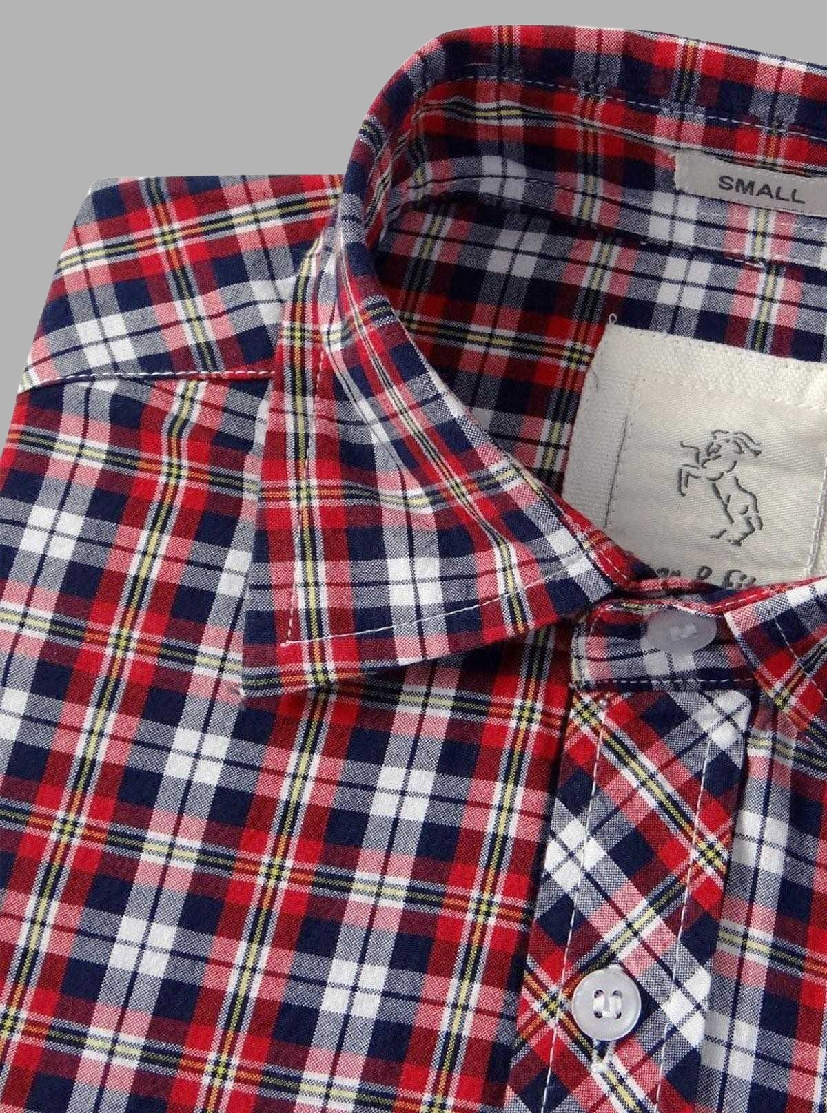 Red Checked Slim Fit Full Sleeve Shirt for Men – Casual & Smart by Boer and Fitch