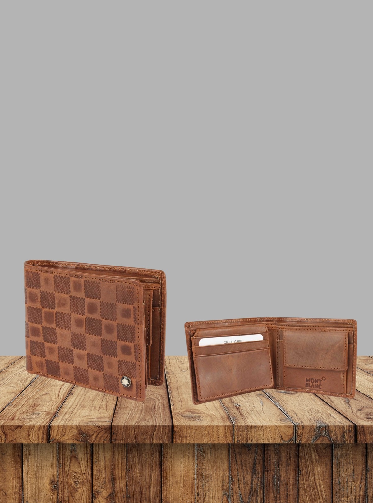 Men’s Brown Square Printed Leather Wallet by Boer and Fitch – Premium Style