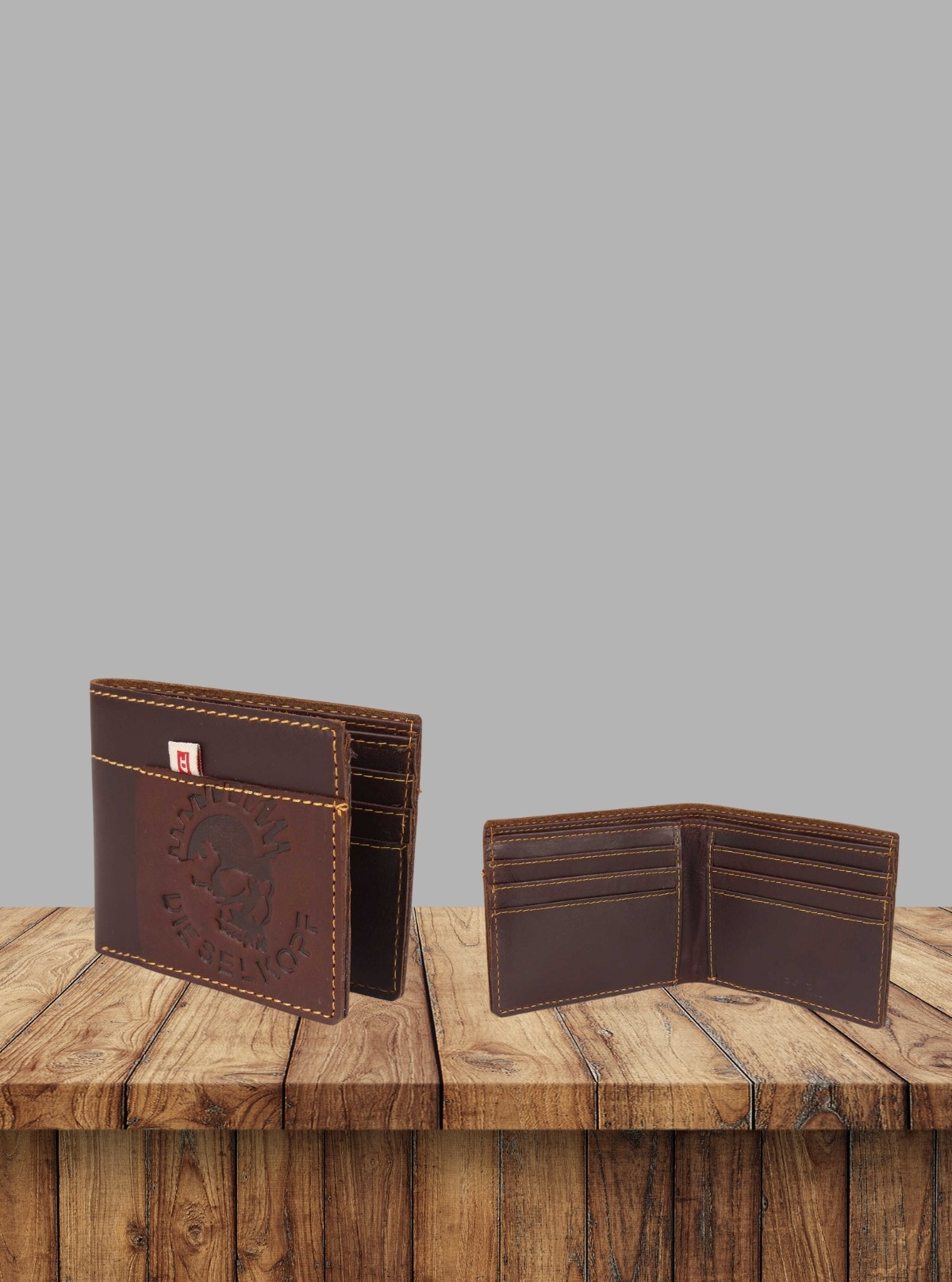 Men’s Brown Designer Stitch Leather Wallet by Boer and Fitch – Stylish & Premium