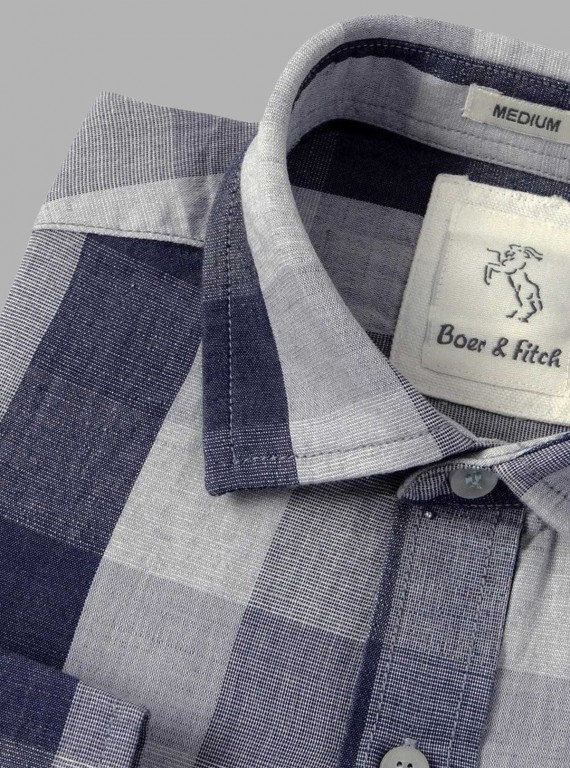 Classic Grey Striped Linen Full Sleeve Shirt for Men – Casual & Smart by Boer and Fitch