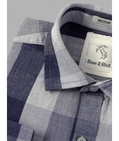 Classic Grey Striped Linen Full Sleeve Shirt for Men – Casual & Smart by Boer and Fitch