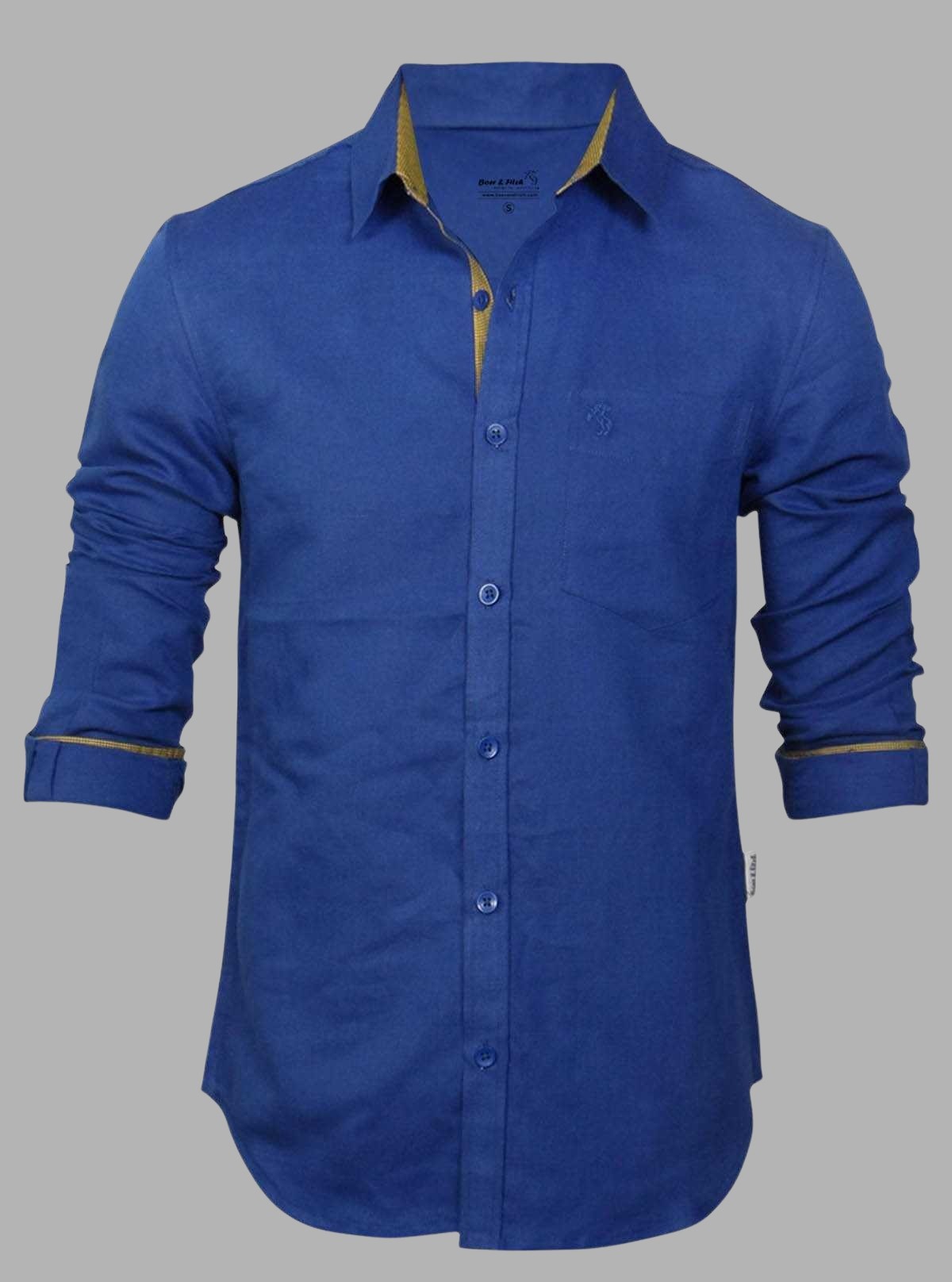 Slim Fit Ink Blue Linen Shirt for Men – Smart Casual by Boer and Fitch