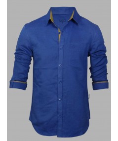 Slim Fit Ink Blue Linen Shirt for Men – Smart Casual by Boer and Fitch