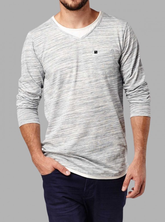 Fancy V Neck Slub Jersey Long Sleeve T-Shirt – Boer and Fitch