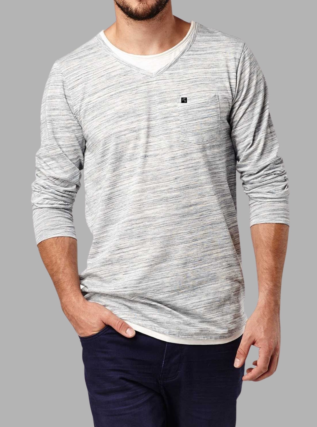 Fancy V Neck Slub Jersey Long Sleeve T-Shirt – Boer and Fitch