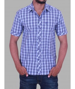 Men’s Classic Checked Blue Casual Shirt – Half Sleeve | Boer & Fitch