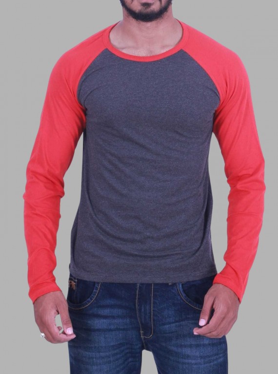 Red Contrast Raglan T-Shirt for Men – Casual Cotton Tee by Boer and Fitch
