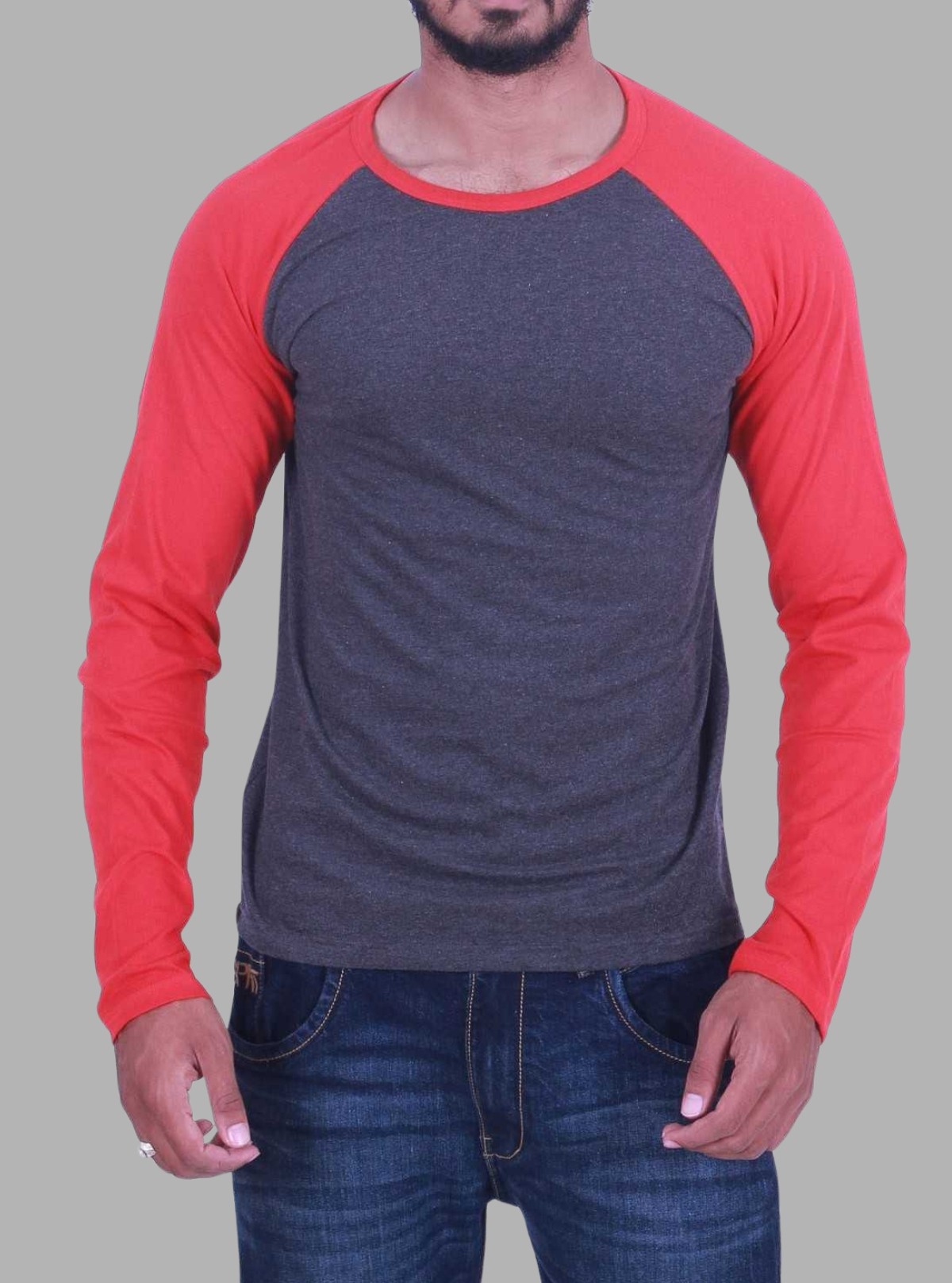 Red Contrast Raglan T-Shirt for Men – Casual Cotton Tee by Boer and Fitch