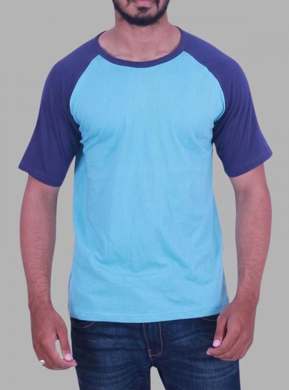 Sky Blue Raglan T-Shirt for Men – Casual Cotton Tee by Boer and Fitch