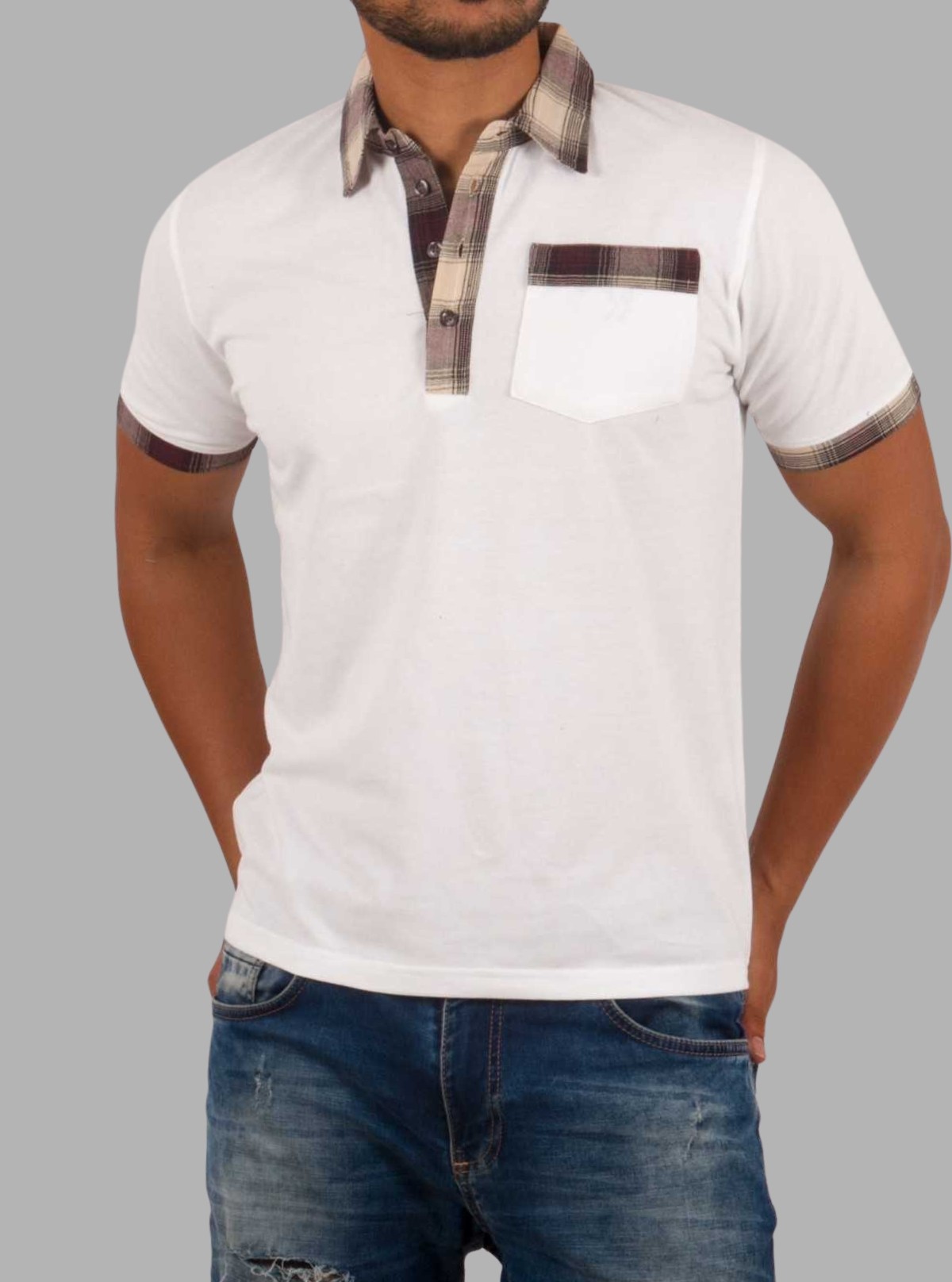 Men’s Brown Drill Collar Polo T-Shirt – Stylish & Comfortable | Boer & Fitch
