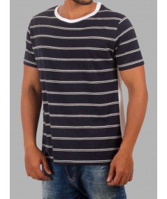 Men’s Navy Striped Crew Neck T-Shirt – Stylish & Comfortable | Boer & Fitch