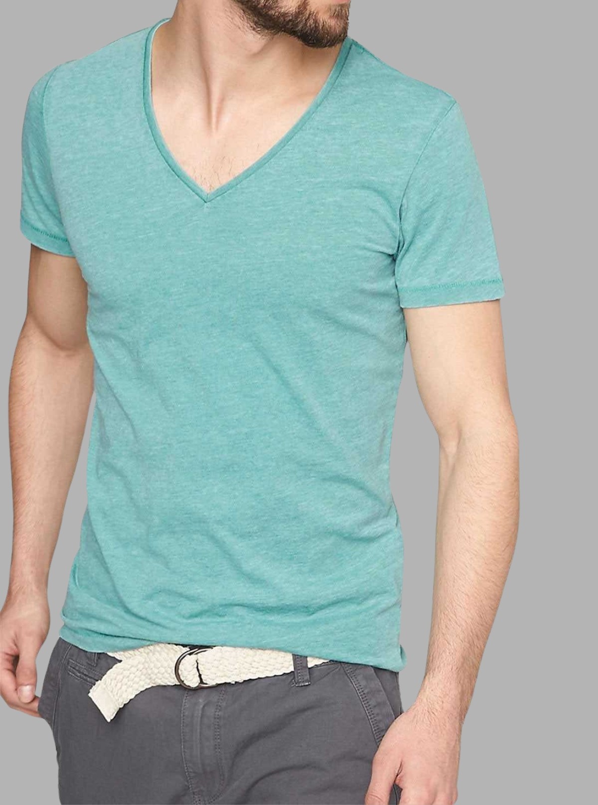 Vintage Blue V-Neck T-Shirt for Men – Casual Cotton Tee by Boer and Fitch