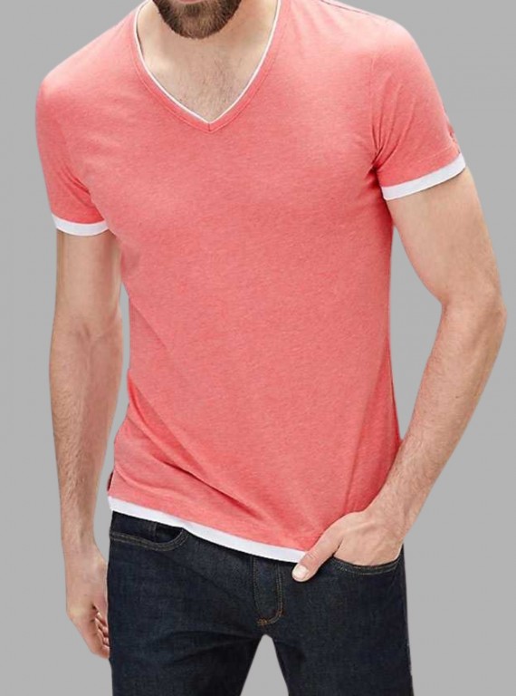 Pink V-Neck T-Shirt for Men – Stylish Casual Cotton Tee by Boer and Fitch