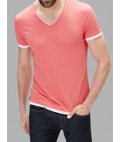 Pink V-Neck T-Shirt for Men – Stylish Casual Cotton Tee by Boer and Fitch