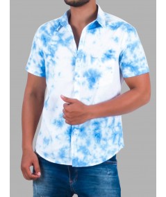 Men’s Sky Blue Tie & Dye Half Sleeve Shirt – Trendy & Comfortable | Boer & Fitch