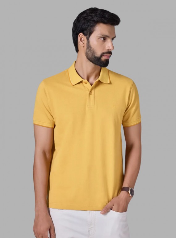 Men’s Yellow Polo T-Shirt with Collar & Cuff | 100% Cotton Piqué Knit | Boer & Fitch