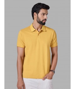 Men’s Yellow Polo T-Shirt with Collar & Cuff | 100% Cotton Piqué Knit | Boer & Fitch