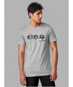 Grey Melange Monkey Print T-Shirt for Men – Casual & Stylish by Boer and Fitch