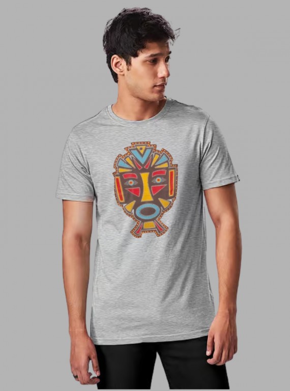 Grey Mask Print T-Shirt for Men – Casual & Stylish by Boer and Fitch