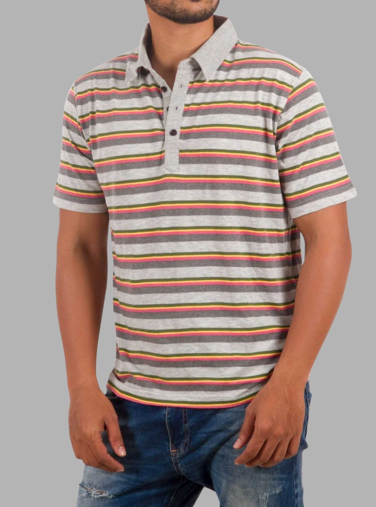 Multi Striped Polo T-Shirt for Men – Stylish Cotton Polo by Boer and Fitch