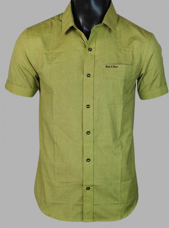 Sage Green Slim Fit Half Sleeve Shirt for Men – Casual Style by Boer and Fitch