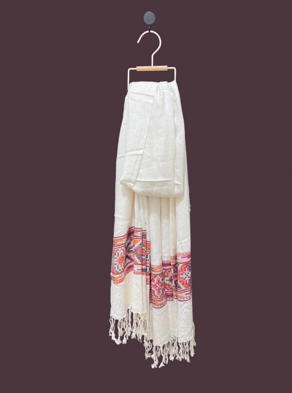 Unisex Cream White Stole in Viscose Blend – Lightweight Elegant Wrap