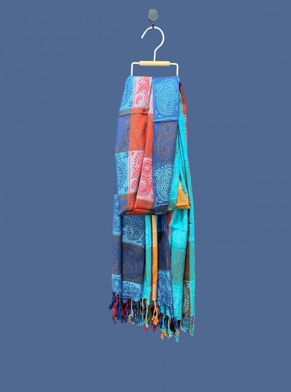 Unisex Multi-Color Checkered Stole – Viscose Blend for Timeless Style