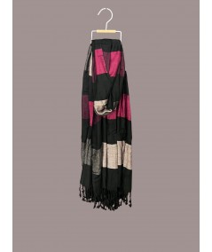 Unisex Ecru & Brown Checkered Stole in Soft Viscose Blend