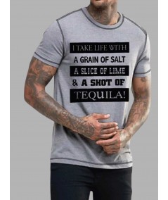 Grey Melange Typography Print T-Shirt for Men – Casual & Stylish by Boer and Fitch