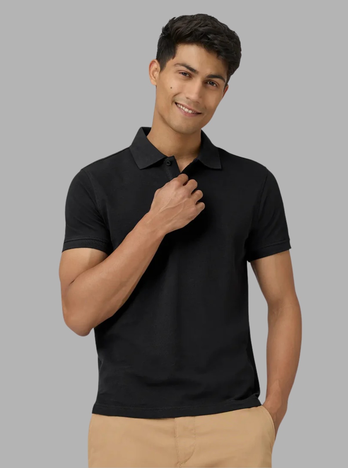 Men’s Black Pique Polo T-Shirt – Classic Fit, Premium Cotton Elegance