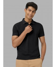 Men’s Black Pique Polo T-Shirt – Classic Fit, Premium Cotton Elegance