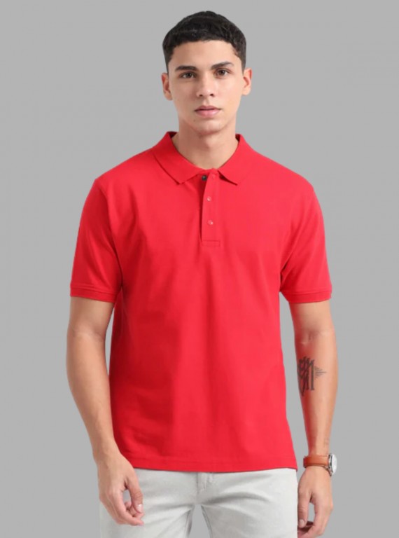 Men’s Red Polo T-Shirt with Collar & Cuff | 100% Cotton Piqué Knit | Boer & Fitch