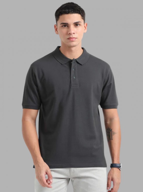 Men’s Carbon Grey Polo T-Shirt with Collar & Cuff | 100% Cotton Piqué by Boer and Fitch