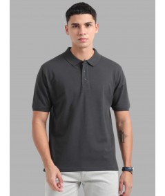 Men’s Carbon Grey Polo T-Shirt with Collar & Cuff | 100% Cotton Piqué by Boer and Fitch