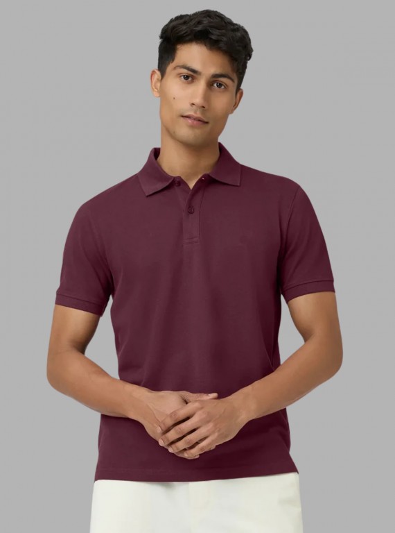 Men’s Burgundy Polo T-Shirt with Collar & Cuff | 100% Cotton Piqué Knit | Boer & Fitch