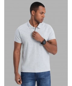 Men’s White Melange Polo T-Shirt with Collar & Cuff | 100% Cotton Piqué Knit | Boer & Fitch