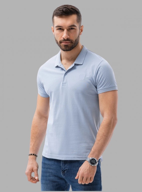 Men’s Light Blue Polo T-Shirt with Collar & Cuff | 100% Cotton Piqué Knit | Boer & Fitch