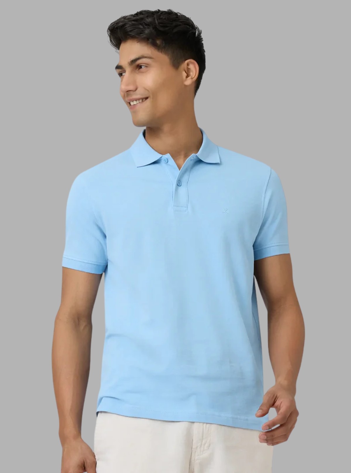 Men’s Sky Blue Polo T-Shirt with Collar & Cuff | 100% Cotton Piqué Knit | Boer & Fitch