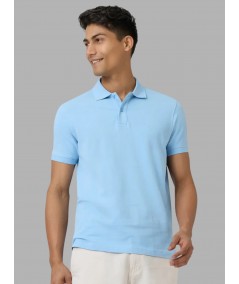 Men’s Sky Blue Polo T-Shirt with Collar & Cuff | 100% Cotton Piqué Knit | Boer & Fitch
