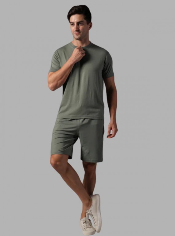 Boer and Fitch Men’s Green Cotton Co-ords Set – Short Sleeve Jersey Co-ords